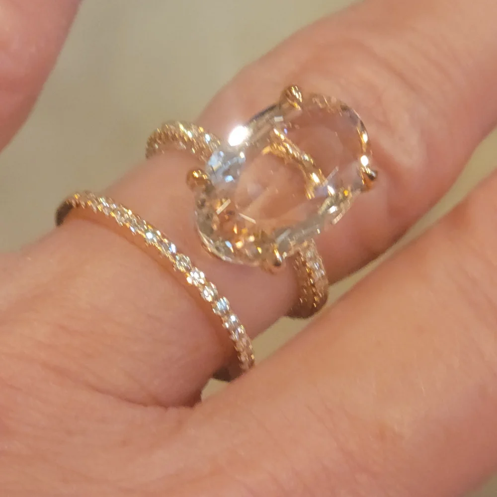 0.20 CT Half Eternity Wedding Band 14K/18K Solid Rose Gold Stackable Band 4.5